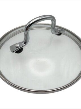 From Calphalon 6 3/8" OD 5 7/8" ID LID ONLY Tempered Glass Stainless EUC